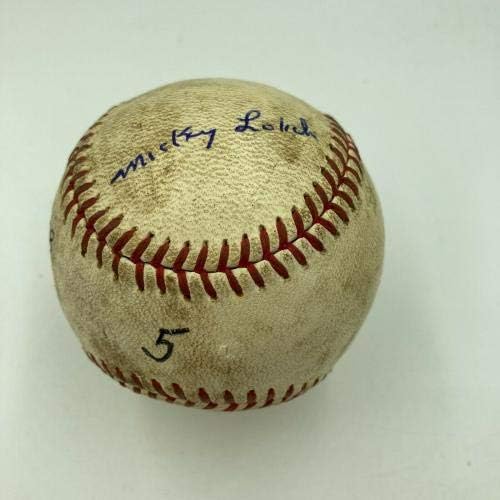 מיקי לוליץ 'חתום על הקריירה ניצחון מספר 88 משחק גמר אאוט השתמש בבייסבול בקט COA - משחק חתימות MLB משומש