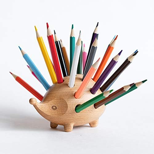 קיפוד עט עץ עץ מחזיק עיפרון לעיצוב שולחן עבודה מארגן יצירתי קישוט שולחן שולחני מתנה מקסימה אחסון מעץ