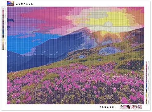 ערכת ציור יהלום 5 ד ' עשה זאת בעצמך למבוגרים מקדחה מלאה עגולה פרחים ונוף הרים ריינסטון גודל גדול ערכת