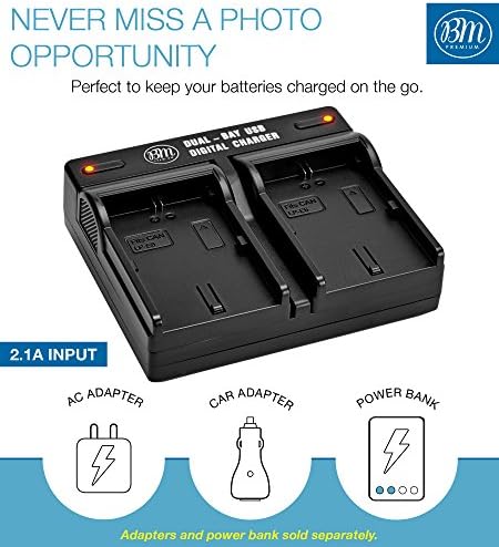 BM LP-E6N מטען סוללות במפרץ כפול עבור Canon EOS R, EOS R5, EOS R6, EOS R6 II, EOS R7, EOS 90D, EOS