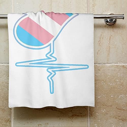 דגל טרנסג'נדרי לב מכה מגבות ידיים פנים וגוף שטיפת גוף מטלוני רחצה רכים עם חמוד מודפס למלון מטבח אמבטיה