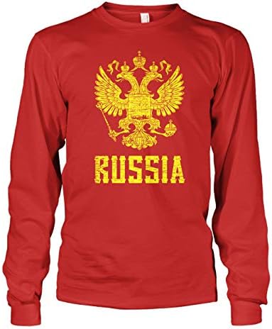 מעיל נשק רוסי של גברים רוסיה דגל דגל גאווה חולצת טריקו שרוול ארוך