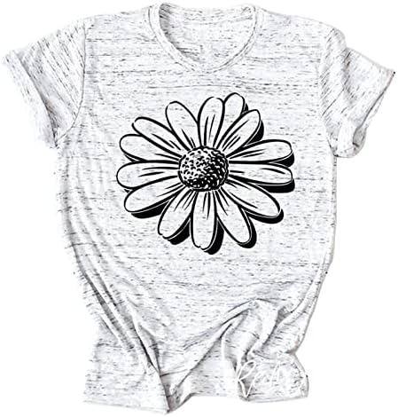 חולצות אימון גדולות לנשים, 2023 חולצות שרוול קצר חיננית הדפסת פרחים פרחונית בסיסית חולצות טי גרפיות