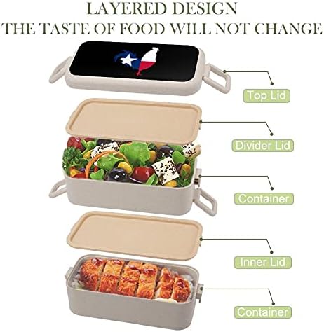 תרנגול טקסס חומר סיבי חיטה חומר בנטו קופסת ארוחת צהריים מכולות אטומות דליפות לילדים ומבוגרים