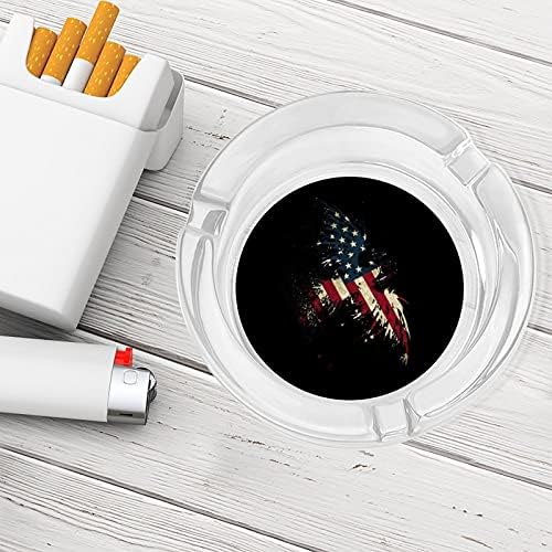דגל אמריקאי נשר קריסטל מאפרה סיגריות וסיגרים מחזיק מגש אפר זכוכית עגול עגול מקורה עיצוב חיצוני