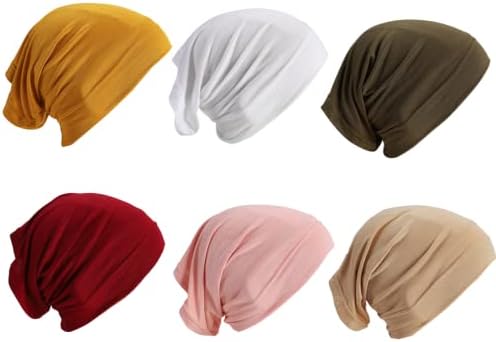 6 חתיכות פנימי חיג 'אב כובע לנשים האיסלאם מוסלמי טורבן תחת צעיף כובע רך ג' רזי מצנפת צינור כובע
