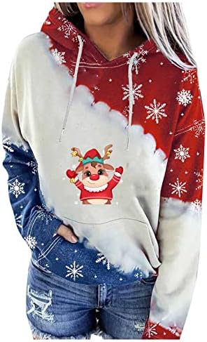 נשים קל משקל אוזני ארנב סוודרי חורף טי סתיו טי סלעית חולצות ארוך שרוול טוניקות חג המולד מודפס חולצות