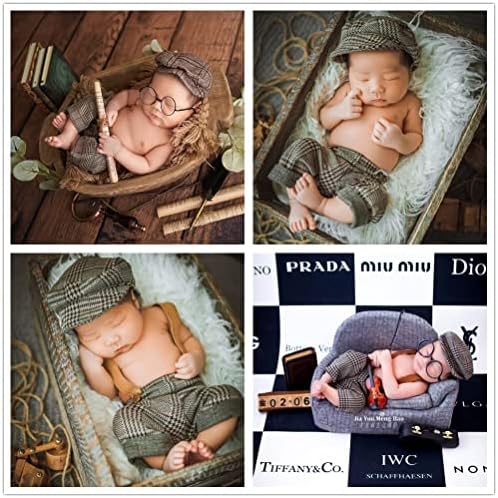 קוברלוס יילוד תינוק אבזרי תמונה בדק בד בני שטוח כובע & גרבים מכנסיים רומפר צילום