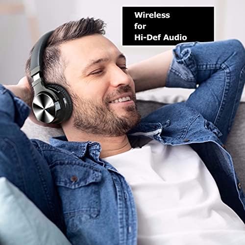 TAPVOS E7 PRO אוזניות ביטול רעש פעיל מעל אוזניות Bluetooth באוזן, בס עמוק, מיקרופון מובנה, התאמה נוחה, 30 שעות