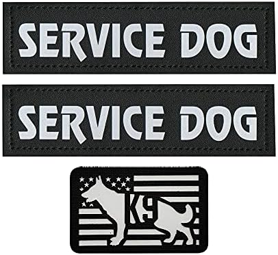3 יחידות Aliplus טלאי כלבים רפלקטיביים K9 תיקון לולאת וו נשלפת לולאה לשירות רתמת אפוד כלב כלב באימונים （אל