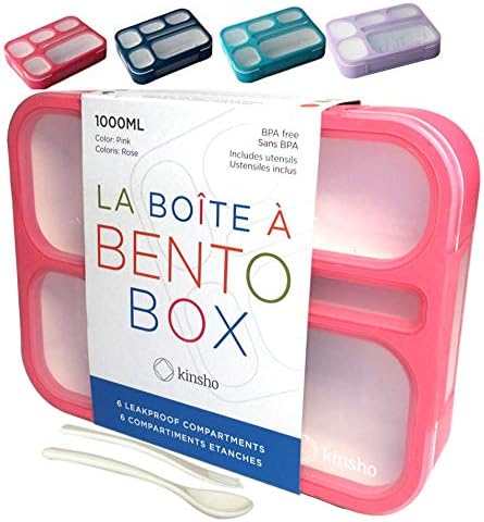 צרור של מכולות קופסאות צהריים בנטו-קופסא לילדים עם 6 תאים + קופסת ארוחת צהריים חד קרן לבנות עם חבילת