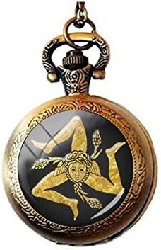 סיציליאני טרינקריה ב זהב ברונזה מצופה שרשרת תליוני זכוכית קרושון תליון יד קרפט נשים של שרשראות תכשיטי שעון כיס
