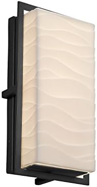 פורצלינה-אבלון פמוט קיר חיצוני קטן לד-גוון פורצלן מלאכותי בעיצוב גלים-גימור ברונזה כהה
