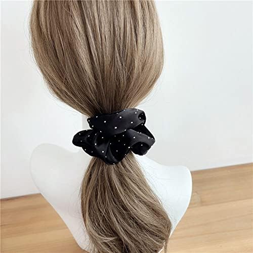 יוקרה שיער אביזרי סאטן משי קוקו מחזיק מוצק צבע קוריאני סגנון פצפוצי שיער אלסטי טבעת ריינסטון שיער קשרי נשים שיער