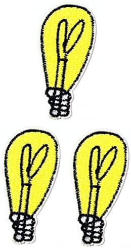 קליינפלוס 3 יחידות. מיני צהוב הנורה תיקון רקום תג ברזל על לתפור על סמל עבור מעילי ג ' ינס מכנסיים תרמילי בגדי