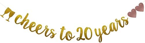 לחיים עד 20 שנות באנר, טרום-סטינג, זרי נייר נצנצים זהב ליום הולדת 20 / לחתונה קישוטים לקישוטים למסיבות,