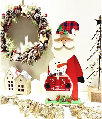 אנרוד 16.5 כפרי עץ חג המולד סנטה ספירה לאחור לוח שנה קישוט מקורה, בציר חווה שולחן למעלה עץ ימים