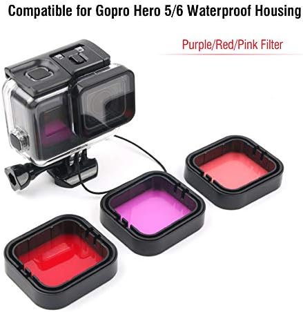 3 יחידות צלילה מתחת למים מכניסים למים אדומים ורוד סגול אטום למים עבור GoPro 5/6 זכוכית אופטית