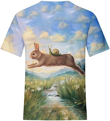 פסחא יום חולצות לנשים מתגנדר פסחא ארנבים הדפסה קצר שרוול צוות צוואר בבאגי בכושר חולצות