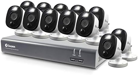 מערכת מצלמות אבטחה ביתית של סוואן עם דיסק קשיח 1 טרה-בתים, מצלמה 16 ערוצים 12, וידאו 1080 וולט, טלוויזיה במעגל