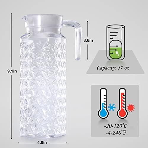 קנקן אקרילי 37 גרם, קנקן פלסטיק בלתי נשבר של OEH, קנקן פלסטיק ברור עם מכסה, נטול BPA, קנקן מים פלסטי קטן
