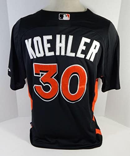 2012-13 מיאמי מרלינס טום Koehler 30 משחק נעשה שימוש בג'רזי שחור BP 48 642 - משחק משומש גופיות MLB