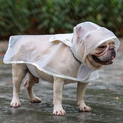 מעיל גשם של כלב עם מכסה המנוע לכלבים בינוניים קטנים, ז'קט גשם אטום למים תלבושות חיות מחמד אטומות לגשם, פונצ'ו