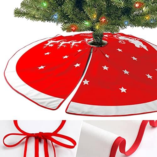 חצאית עץ חג מולד שמח, מחצלת קישוטים לחג המולד של חג המולד של 30 x 30, מחצלת בסיס עץ סנטה קלאוס למסיבת חג שמח כפרי