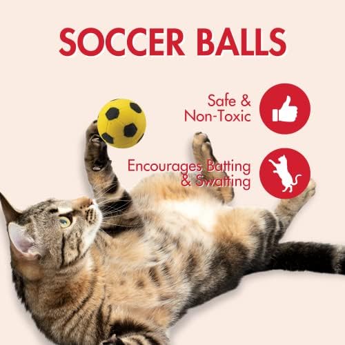 צעצועי חתול נקודתיים על ידי מוצרים אתיים - כדורי פום פום רכים של חתול & צרור כדורי כדורגל קצף ספוג בצבע בהיר-2