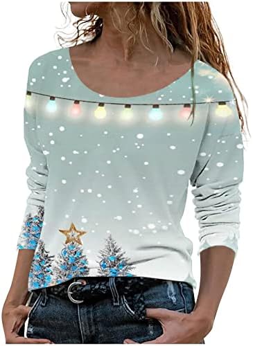 צמרות טוניקה של Uofoco ללבוש עם חותלות, חולצת טיול ארוכת בית ספר לחג המולד של נשים אלגנטיות פלוס גודל גודל חמה