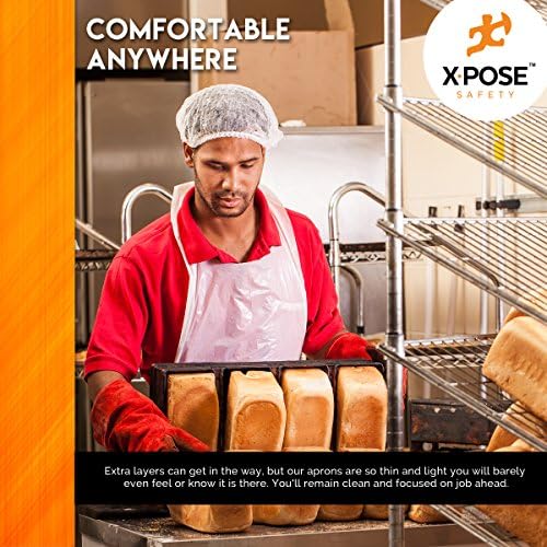 Xpose Safety 1000 סינרים חד פעמיים לפלסטיק לבן לבישול, צביעה ועוד - ארוז באופן אינדיבידואלי -