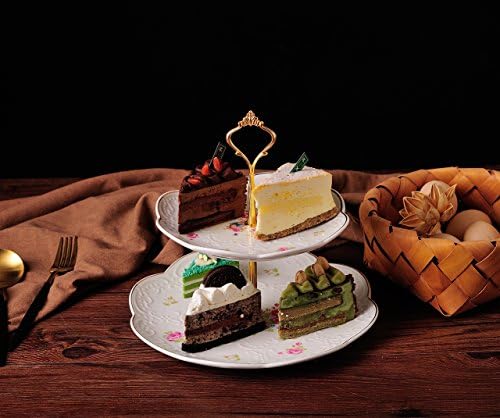 Jusalpha® אלגנטית אלגנטית מובלטת עוגת קרמיקה עם עוגת קרמיקה- עוגת עוגת עוגות- מאפה תה הגשת מגש בקופסת מתנה