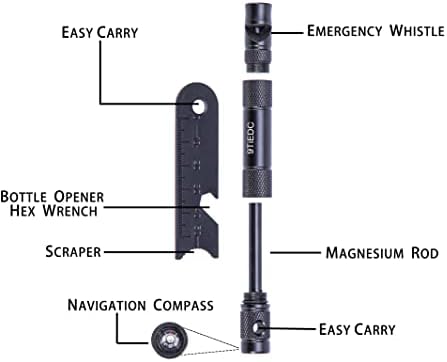 9tiedc צור אש מתנע עם שריקה, מוט פרו עבה עם חלוץ ושרוך שורש כף היד, ערכות הישרדות חירום, עבור ציוד הקמפינג,