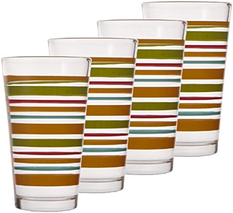 כוסות שתייה של Chefcaptain פסים צבעוניים מקרר חבילה של 15 גרם של 4