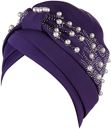 כובעי קיץ של יוהוטין לנשים XL לנשים מתנה לנשים אופנה צבע אחיד פרל יהלום חם נשים כובע אלסטי כובע 438.1