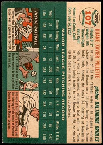 1954 Topps 107 Duane Fillette Baltimore Orioles Ex orioles