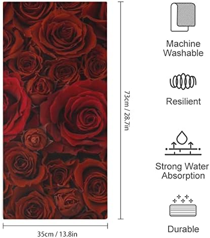 מגבת כביסה אדומה ורדים אדומים 28.7 X13.8 מטליות פנים סיבי סופר -סיבים סופגים מגבות מגבות מגבות