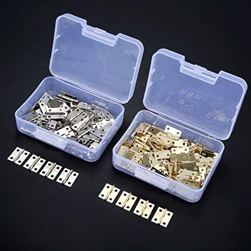 100psc/קופסא 4 חורים צירים עם בורג ברזל כסף/ריהוט קופסא זהב מיני 18 * 16 ממ/0.71 * 0.63 אינץ 'ארון