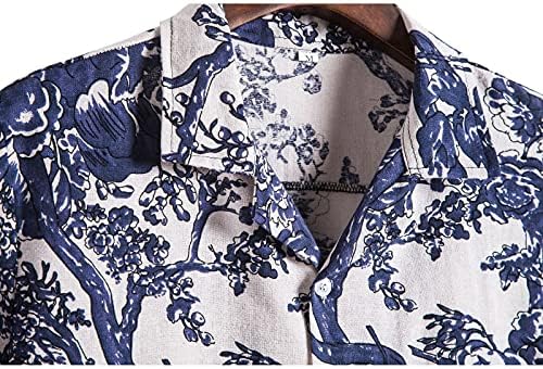 חולצות פשתן כותנה לגברים XXBR חולצות שרוול קצר בקיץ כפתור כיתוב רגוע במורד חולצת הוואי וינטג 'בוהו צמרות