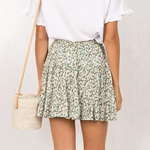חצאית רשמית מותניים גבוהים פרוע הדפסת קיץ חצאית פרחונית נשים חוף מזדמן חצאית בלט חצאית קצרה