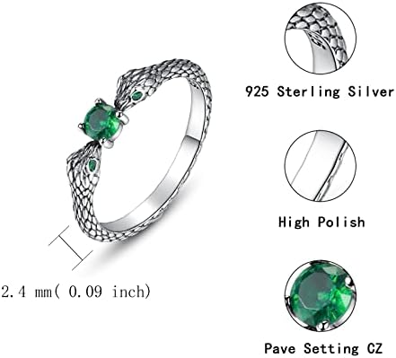 מנבו סטרלינג כסף נחש טבעת לנשים - בציר כפול ראש נחש טבעת עם בעלי החיים לגיבוב טבעת יום הולדת חג המולד תכשיטי