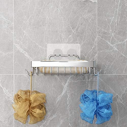 סבון צלחת סבון מחזיק עם ווים עבור מקלחת, חלודה הוכחת 304 נירוסטה, דבק לא קידוח