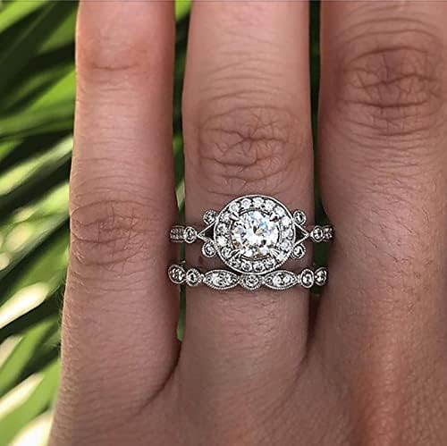 2023 מעודן יהלומי טבעת סט לנשים אירוסין זירקון טבעת תכשיטי מתנות 1989 טבעת