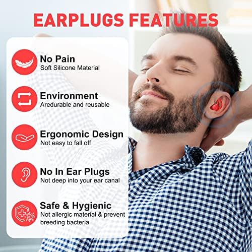 תקעי אוזניים לביטול רעשי שינה, אטמי אוזניים סיליקון לשימוש חוזר וניתן לשטוף להפחתת רעש, שדרוג צליל חוסם תקעים לאוזן