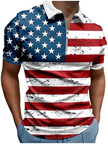 חולצות פולו דגל אמריקאי אמריקני פטריוטי 4 ביולי חולצות טי טי קיץ שרוולים קצרים מזדמנים וינטג 'פולו גולף