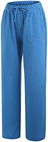 מכנסי רגל רחבים של ZDFER לנשים מכנסיים מכנסיים מזדמנים של מכנסי פשתן כותנה מכנסיים מכנסיים רחבים