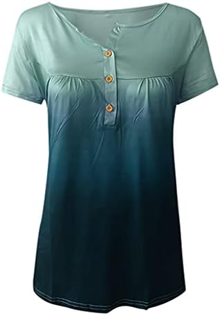 DSFVUS נשים מזדמן בצבע מוצק טוניקה קפלים זורמים בתוספת כפתור גודל למעלה v חולצת טריקו צוואר חולצה רופפת