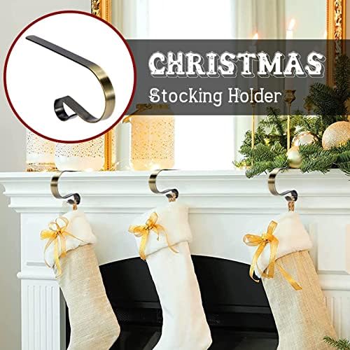 מחזיקי גרב לחג המולד בסגנון 6 בסגנון H, ווים מנטל גרביים מתכווננים לאח, קולבי גרב קל משקל, מחזיקי גרב שאינם