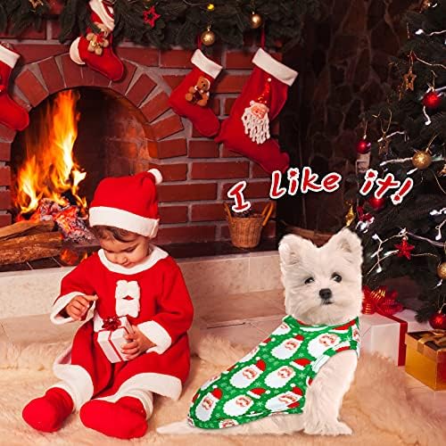 4 חתיכות כלב חג המולד חולצה לנשימה לחיות מחמד אפוד גור סנטה אפוד חג המולד איל שלג כלב חולצה חג המולד