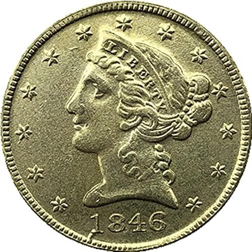 1846 אמריקה ליברטי מטבע מטבע נשר מצופה זהב מצופה זהב קריפטו מועדף מטבע העתק זיכרון מטבע אספנות מטבע מזל